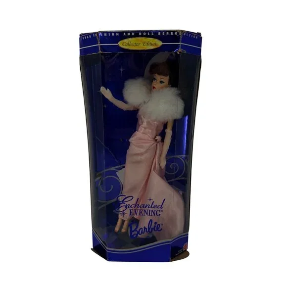 Vintage 1995 Enchanted Evening Barbie Doll #15407 in Pink Satin Gown & Fur Stole - Picture 10 of 10